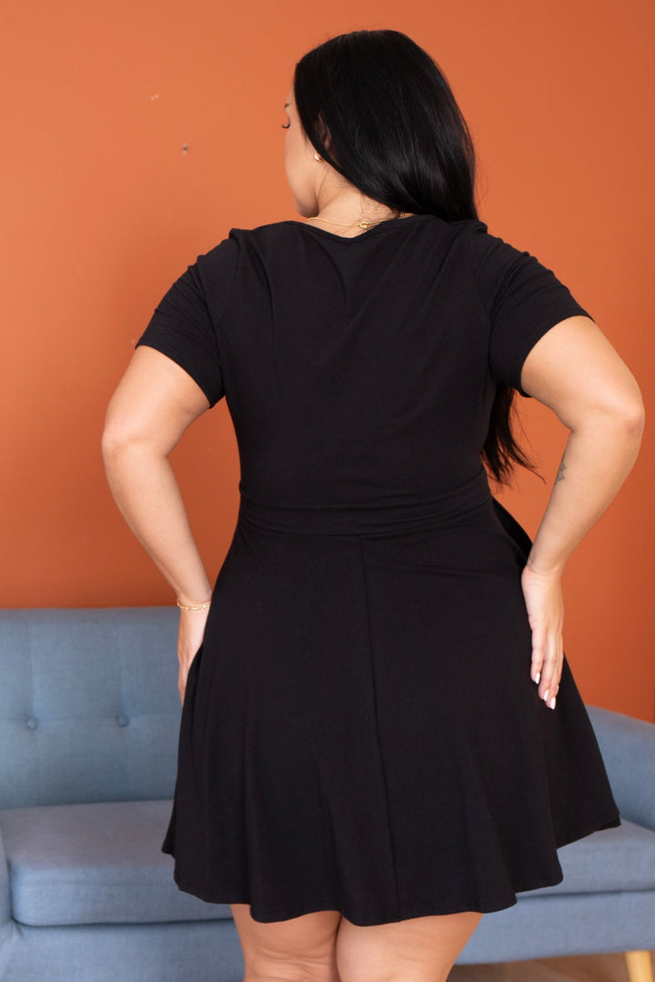 Curvy Sense Dresses Plus Size Amaira Destructed Flare Dress - Black
