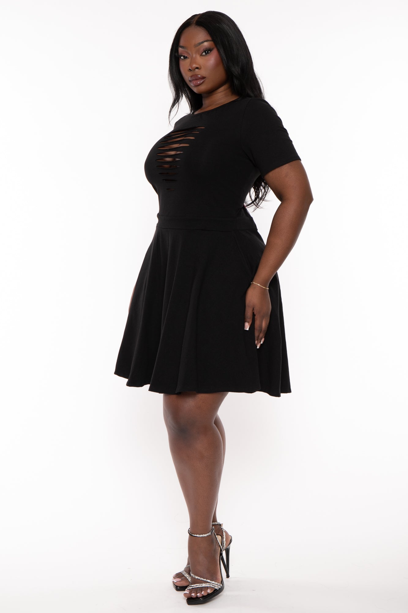 Plus Size Amaira Destructed Flare Dress - Black – Curvy Sense