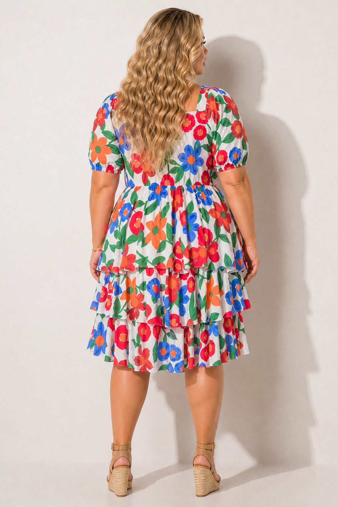 Simi Bloom Dresses Plus Size Amalia Floral Tiered Dress - Ivory
