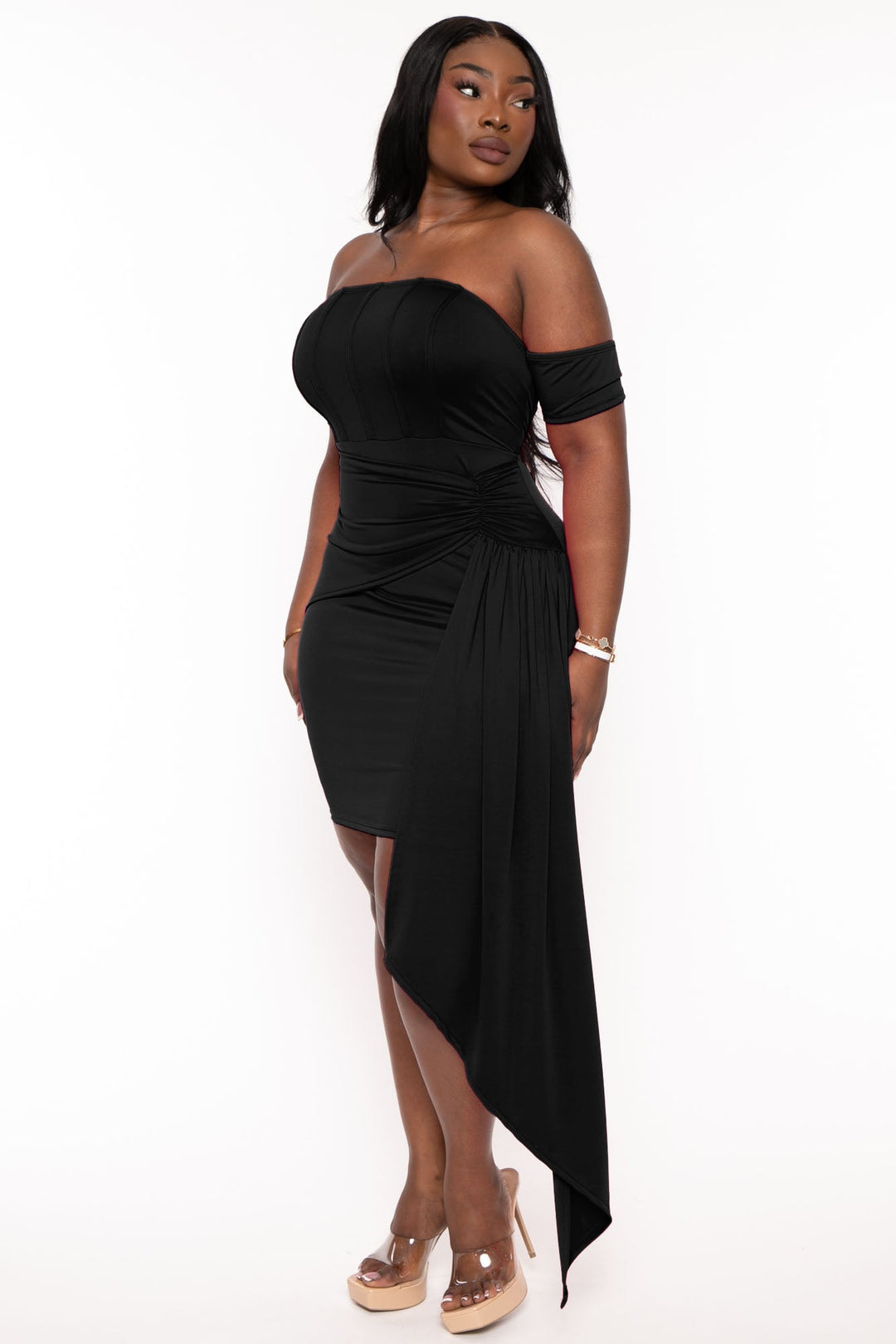 Curvy Sense Dresses Plus Size Ambrose Drape Dress - Black