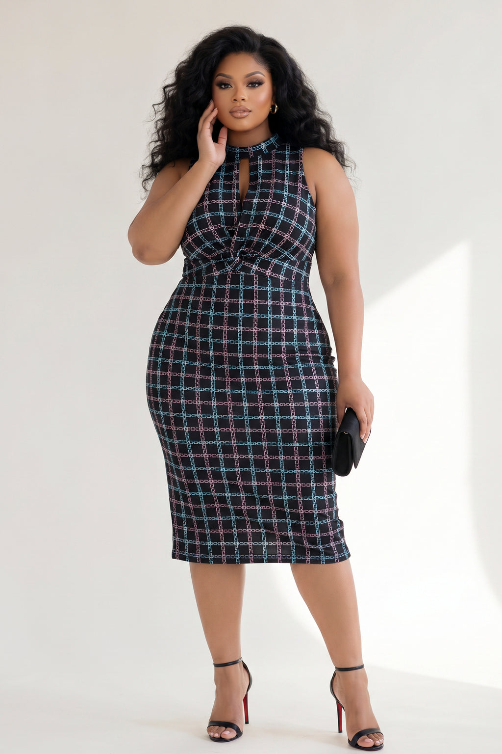 bodycon dress size 4 Final Sale Plus Size Long Sleeve Cutout Ruched BodyCon Dress with Front Slit in Black