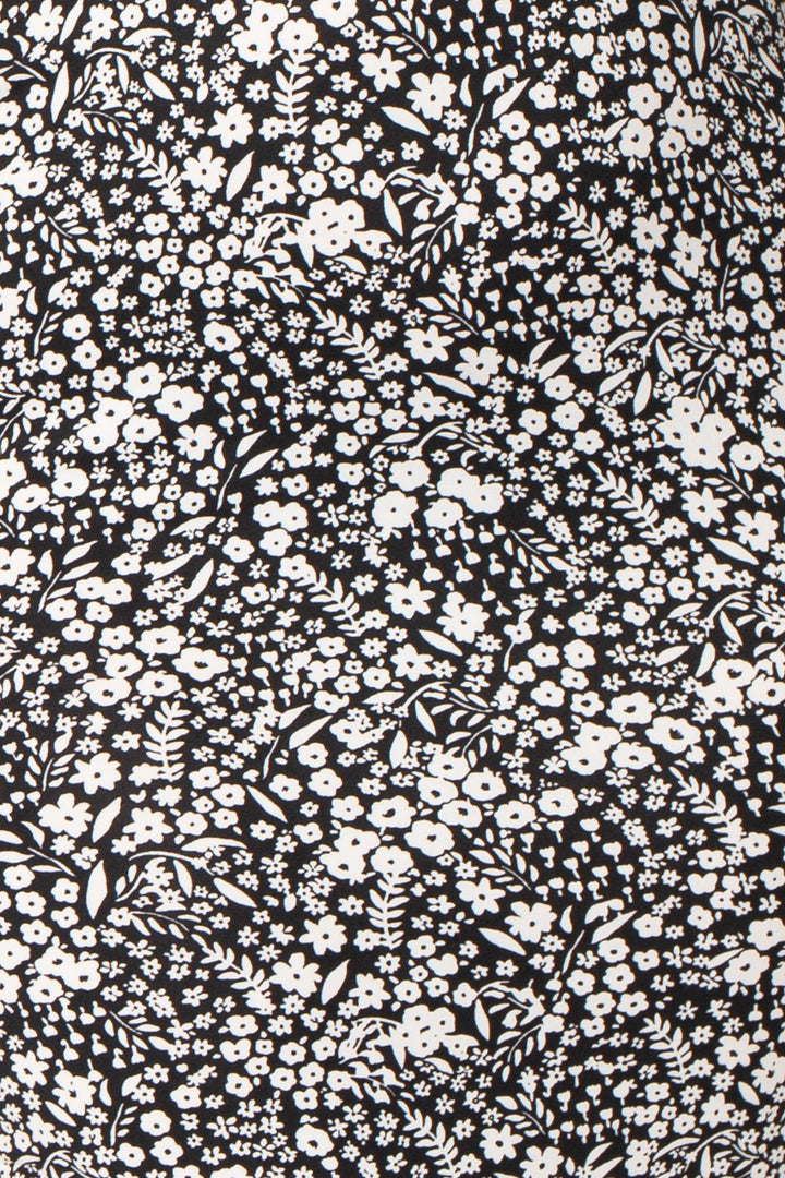 Curvy Sense Inc. Dresses Plus Size Ameri Floral Bodycon Dress- White/Black