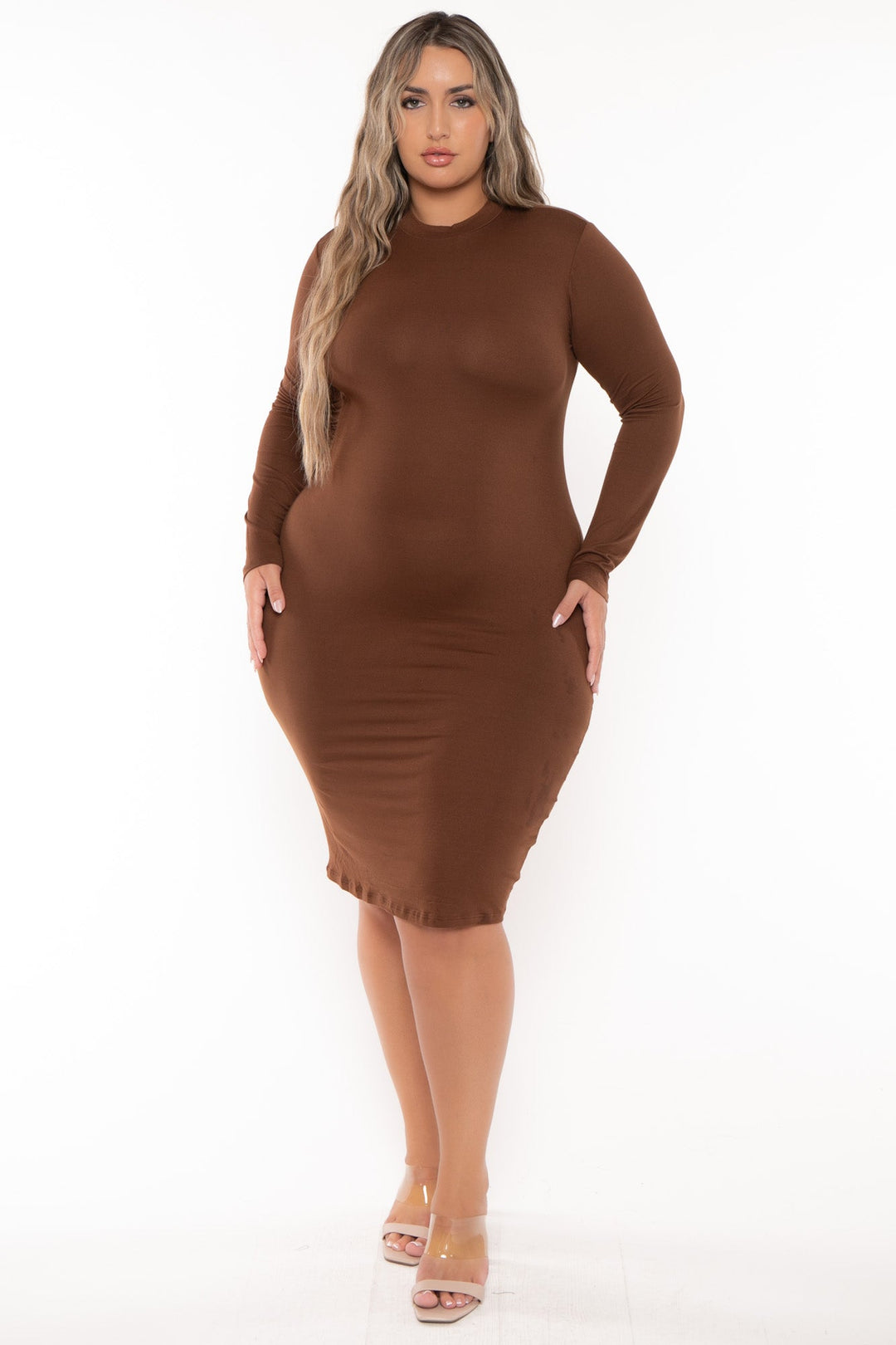 POPULAR 21 Dresses Plus Size Amilia  Bodycon Dress -Brown