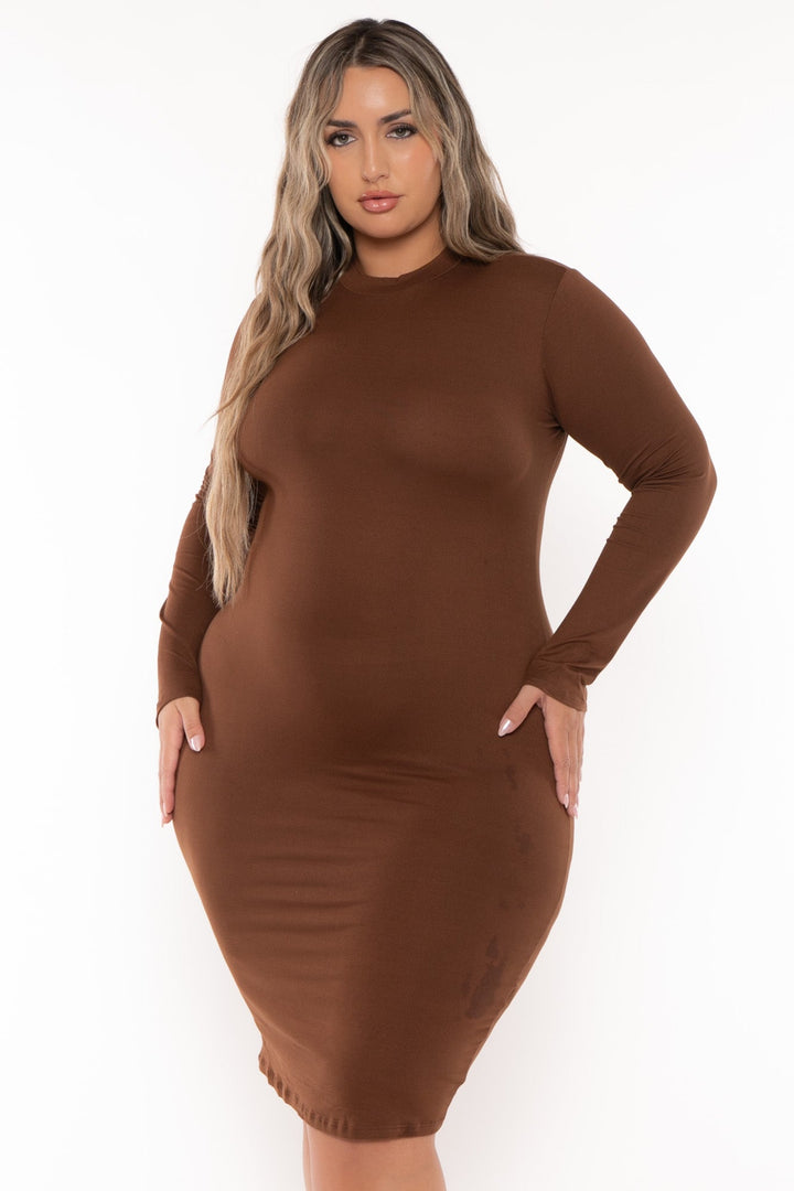 POPULAR 21 Dresses Plus Size Amilia  Bodycon Dress -Brown