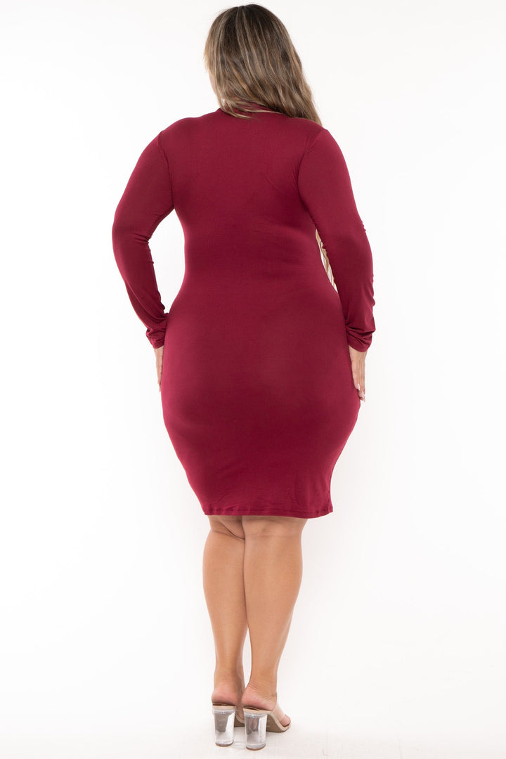 POPULAR 21 Dresses Plus Size Amilia  Bodycon Dress -Burgundy