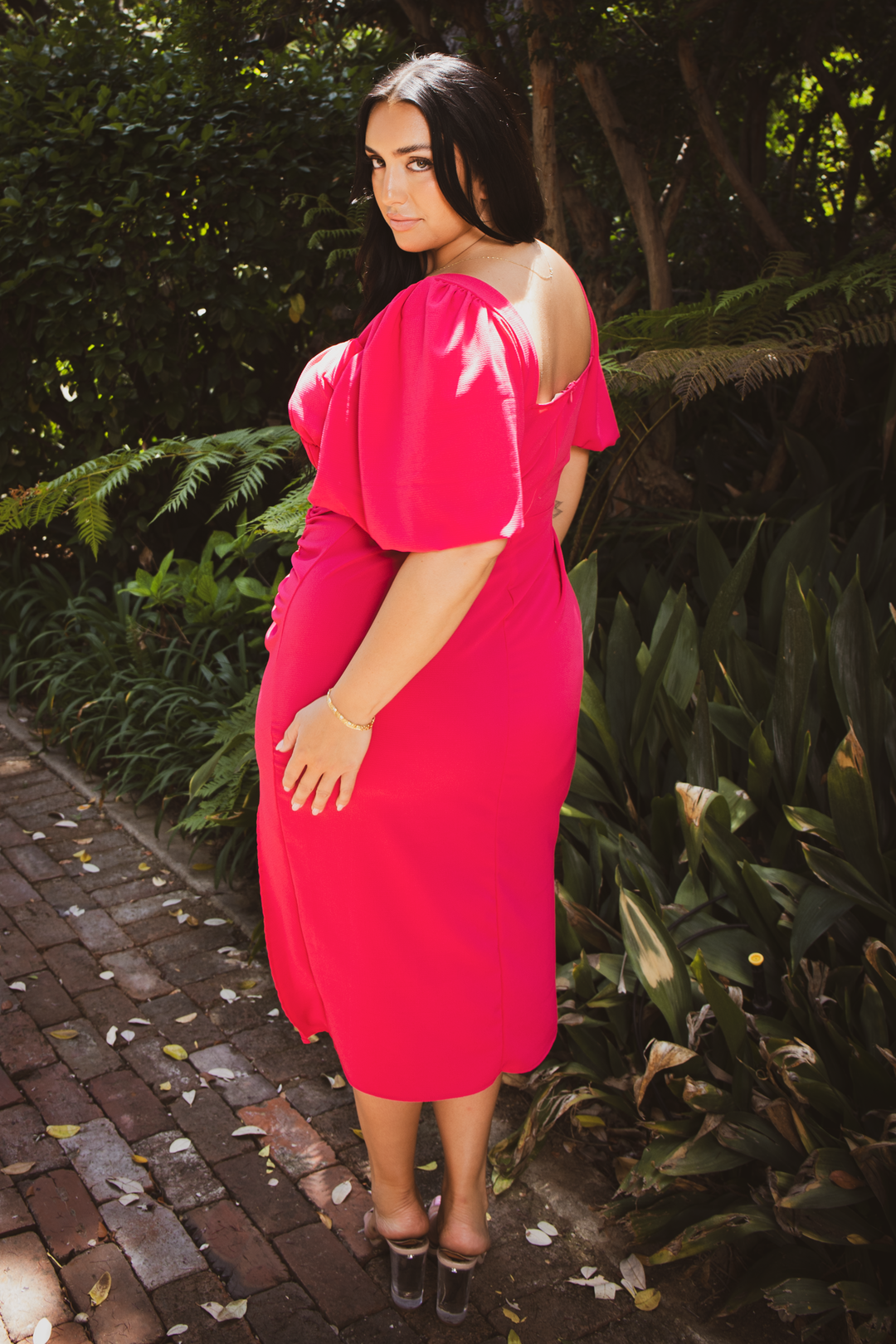 fuchsia pink dress plus size Women's Plus Size Shae Hot Pink V Neck Dress