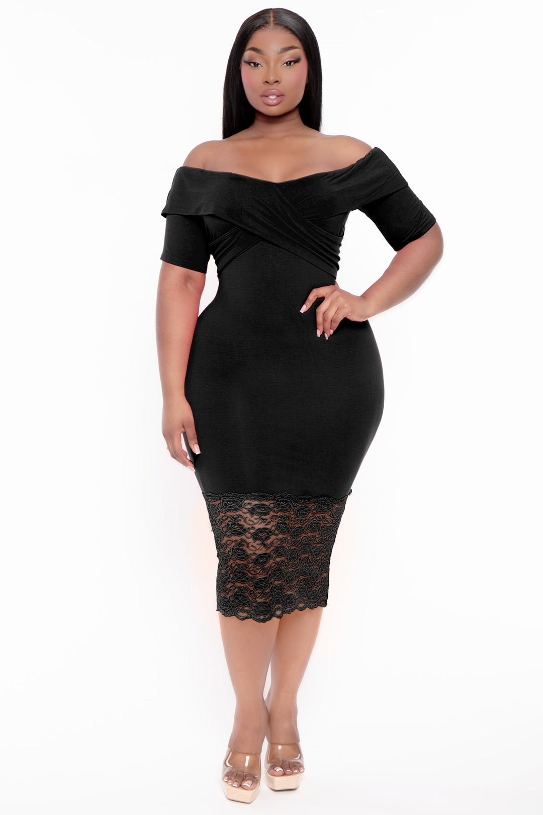 Plus Size Sia Ruched Bodycon Dress- Black – Curvy Sense