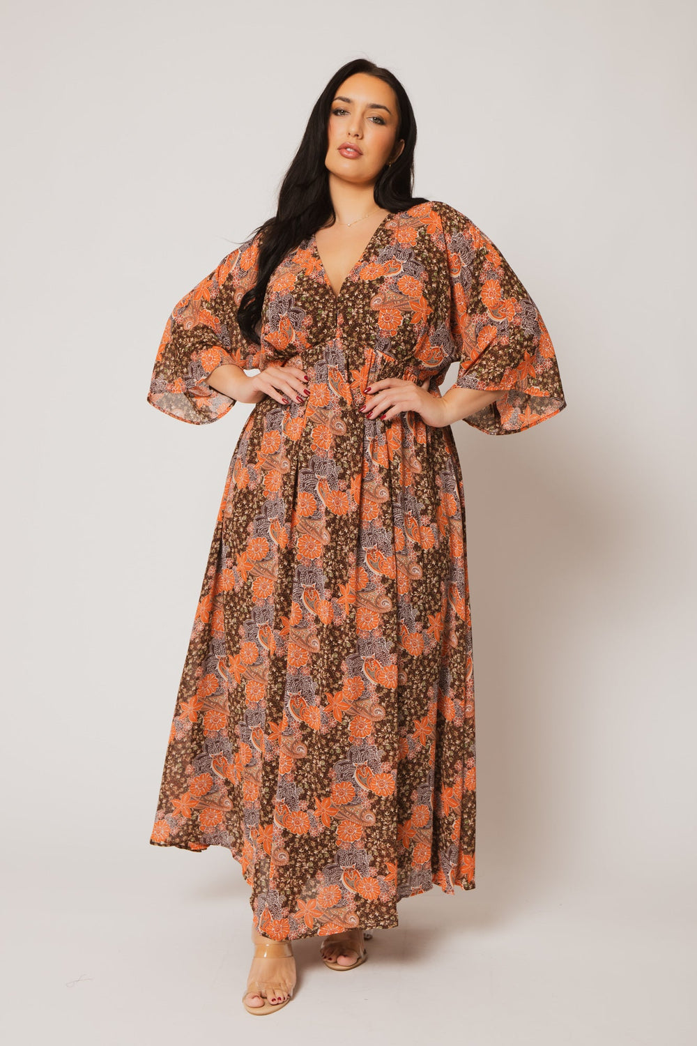 Rousseau Dresses Plus Size Anastasia Bloom Dress - Brown