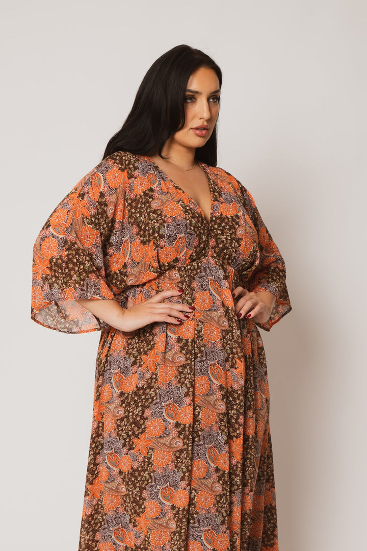 Rousseau Dresses Plus Size Anastasia Bloom Dress - Brown
