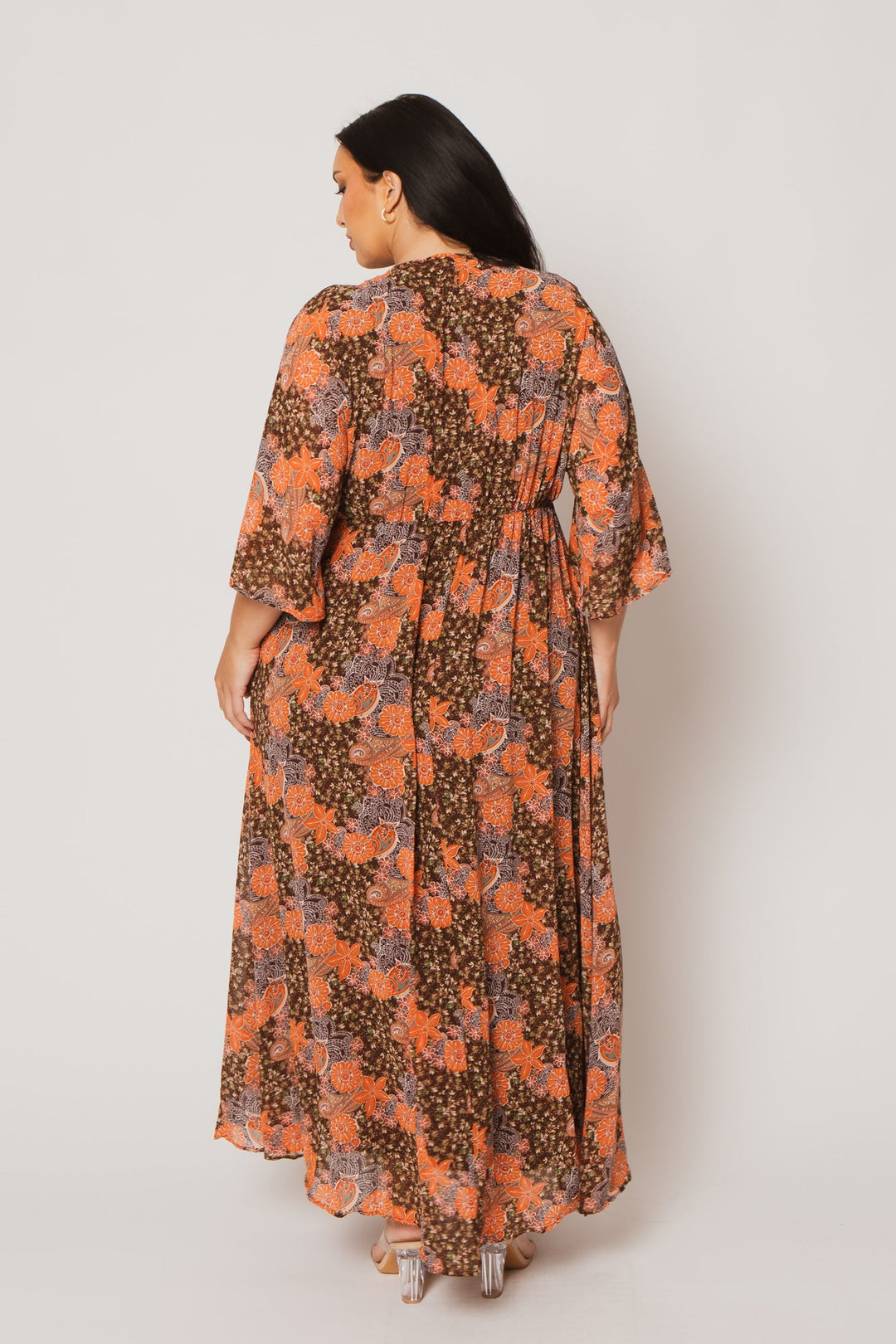 Rousseau Dresses Plus Size Anastasia Bloom Dress - Brown