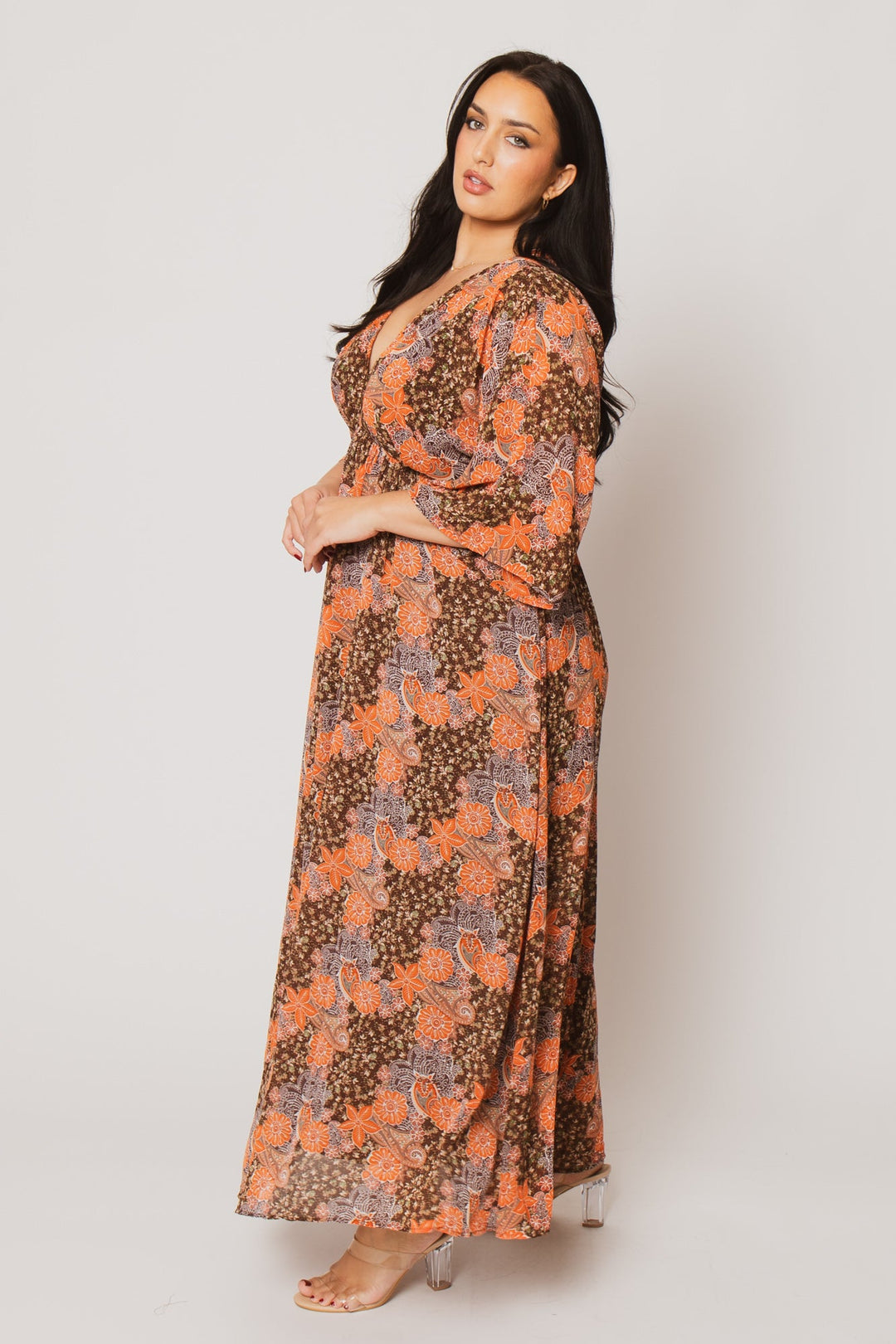Rousseau Dresses Plus Size Anastasia Bloom Dress - Brown