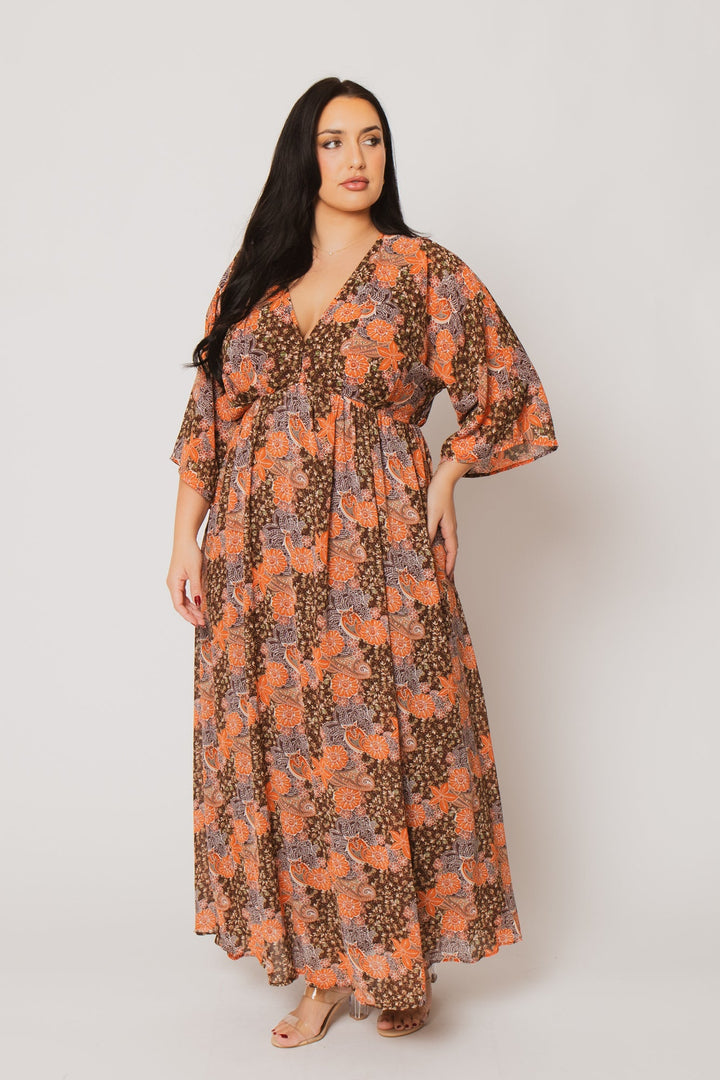 Rousseau Dresses Plus Size Anastasia Bloom Dress - Brown