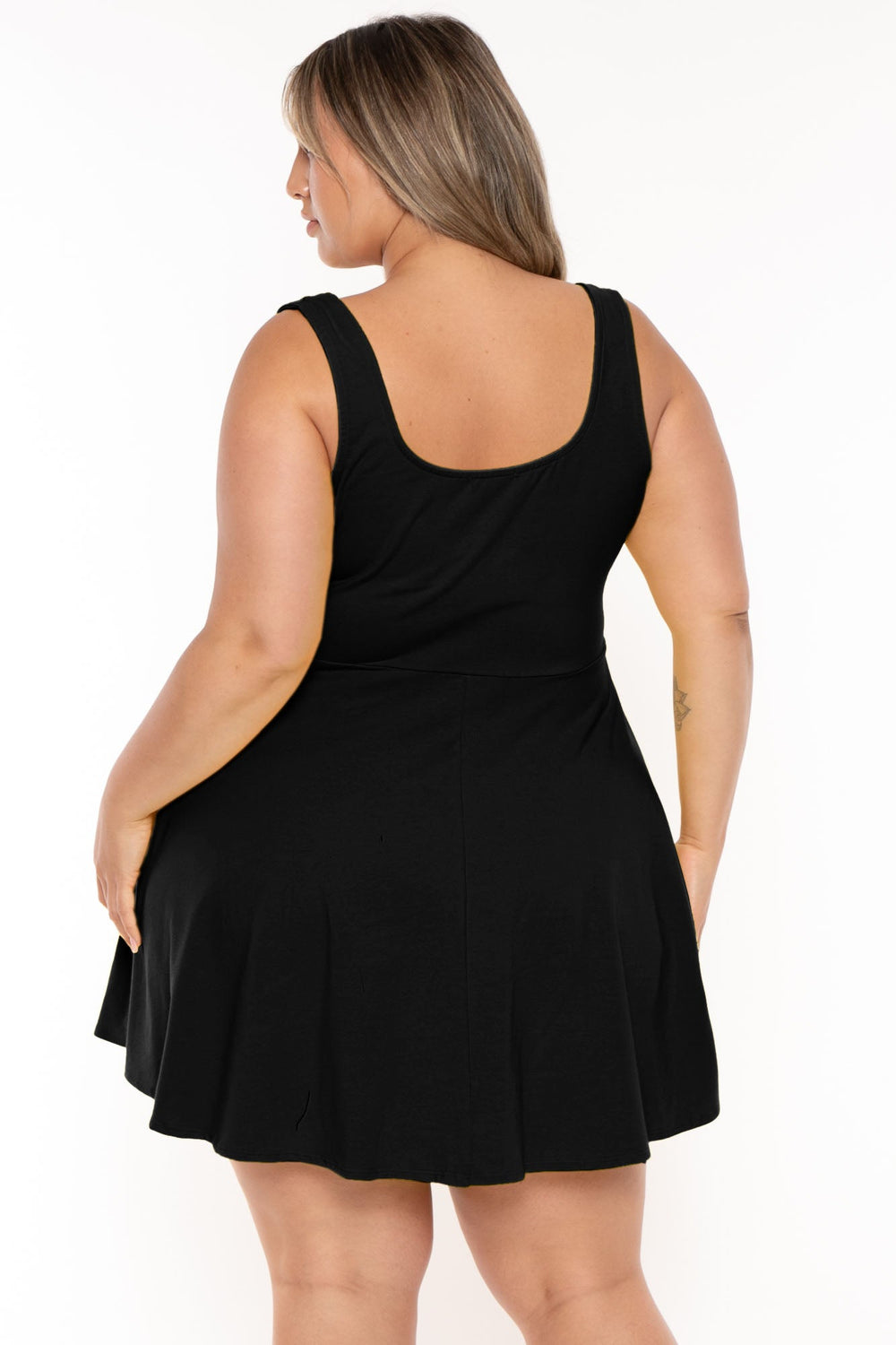 Curvy Sense Dresses Plus Size Anissa Tank Flare  Dress - Black