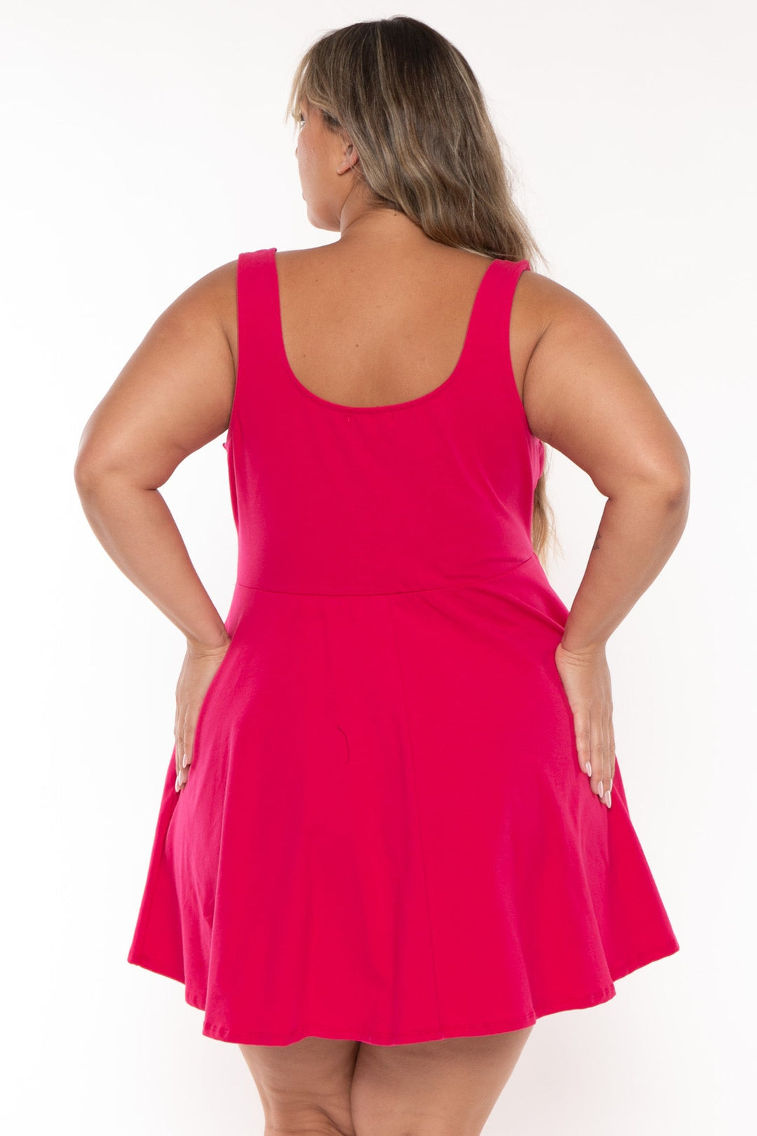 Curvy Sense Dresses Plus Size Anissa Tank Flare  Dress - Fuchsia