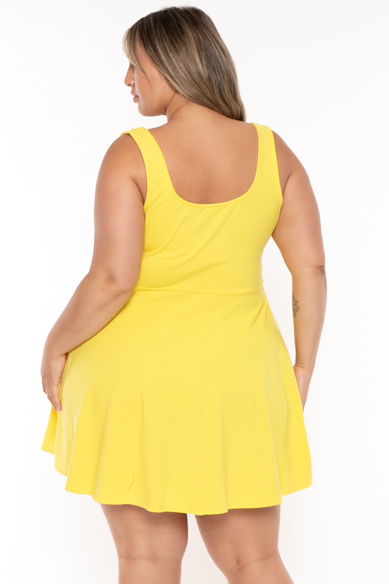 Bright yellow plus size dress best sale