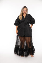 Goodtime USA Dresses Plus Size Anthea Half Mesh Dress  Dress- Black