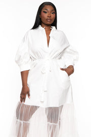 Goodtime USA Dresses Plus Size Anthea Half Mesh Dress  Dress- White