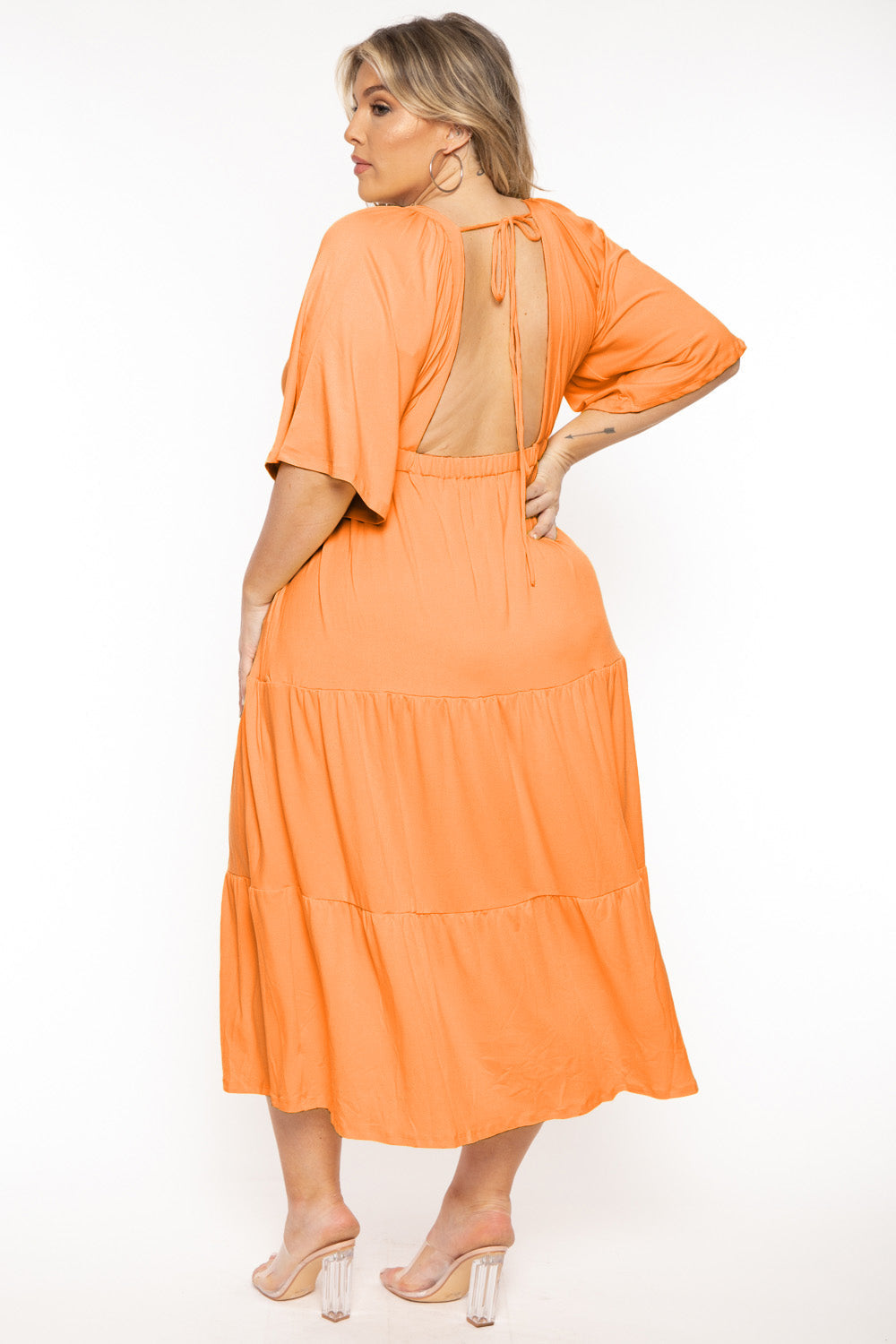 CULTURE CODE Dresses Plus Size Ariella Tiered Maxi  Dress - Orange