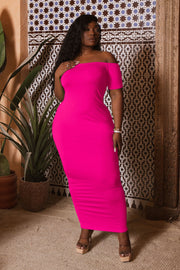 Curvy Sense Dresses Plus Size Arissa Tube Maxi Dress - Fuchsia