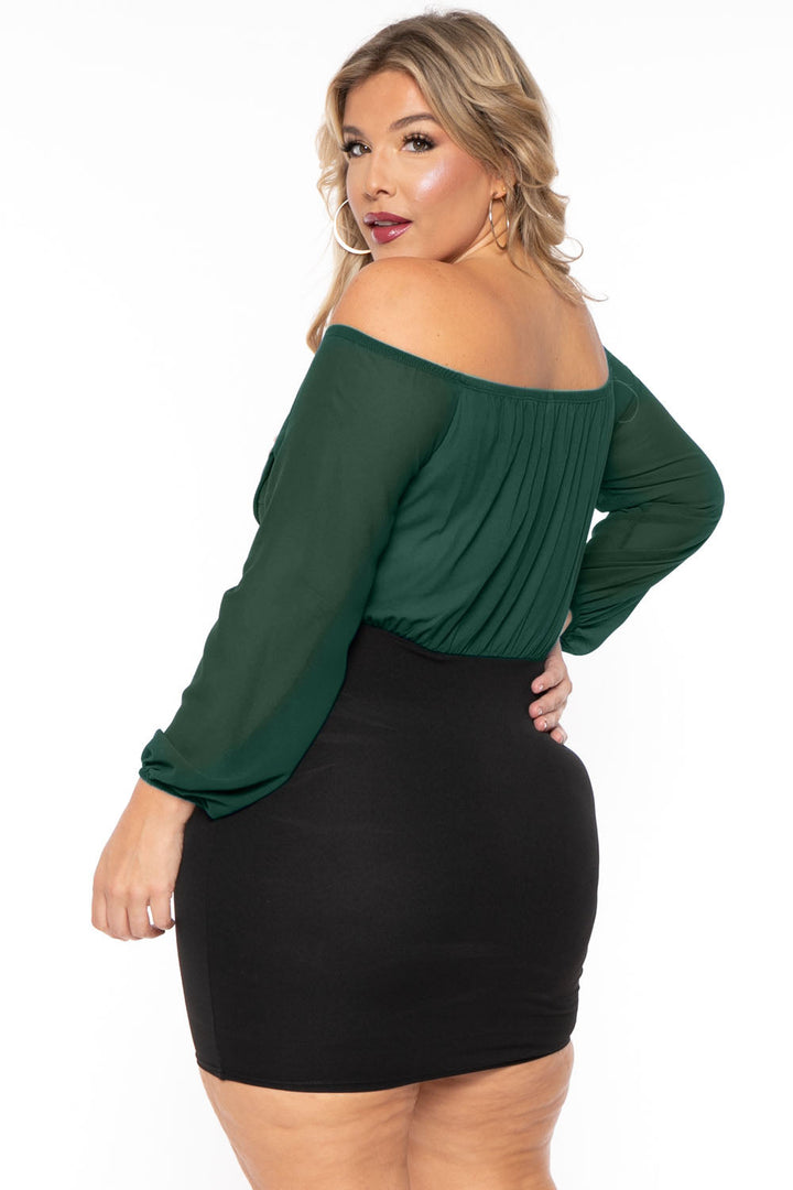 Bluebell Dresses Plus Size Aryana Cross Over Dress - Green