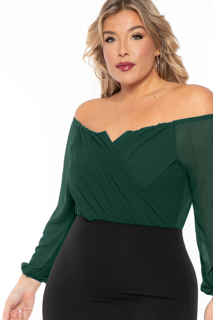 Bluebell Dresses Plus Size Aryana Cross Over Dress - Green