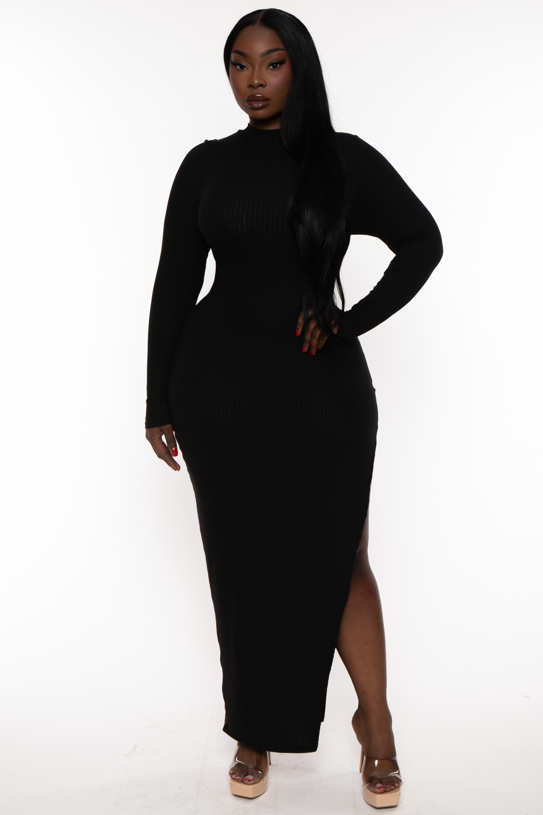 Black Boutique Plus Size Maxi Dresses Plus Size Asiah Ribbed Maxi