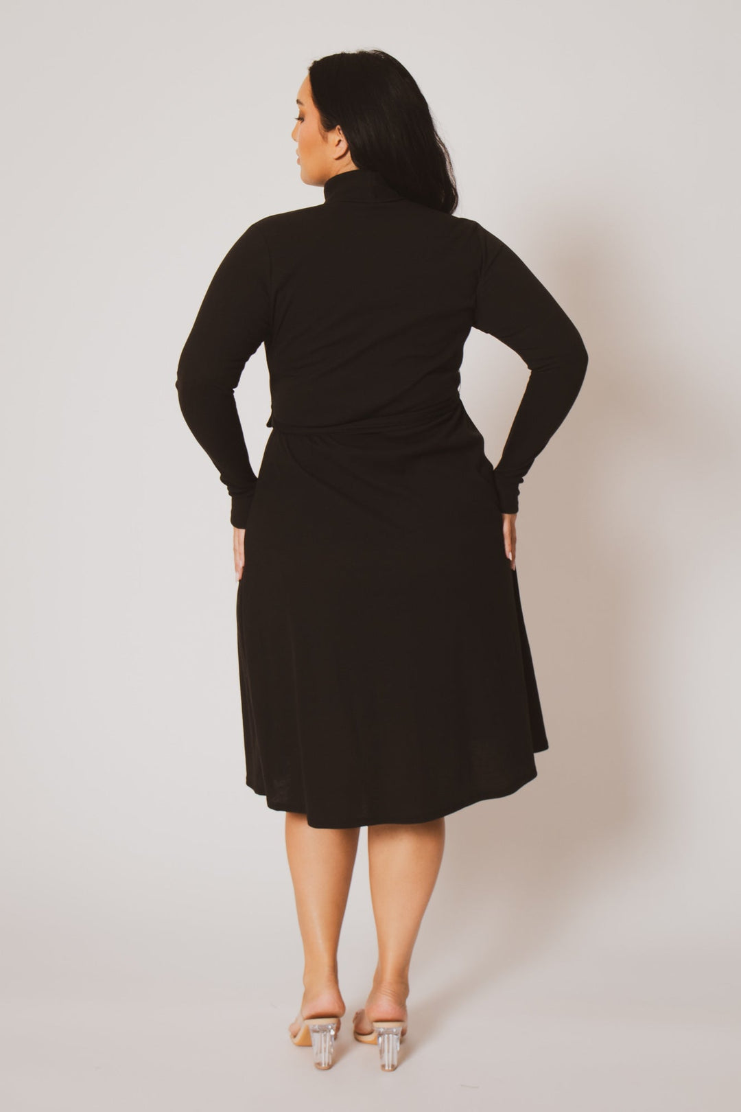 Curvy Sense Dresses Plus Size Audrey Turtleneck Knit Dress  - Black