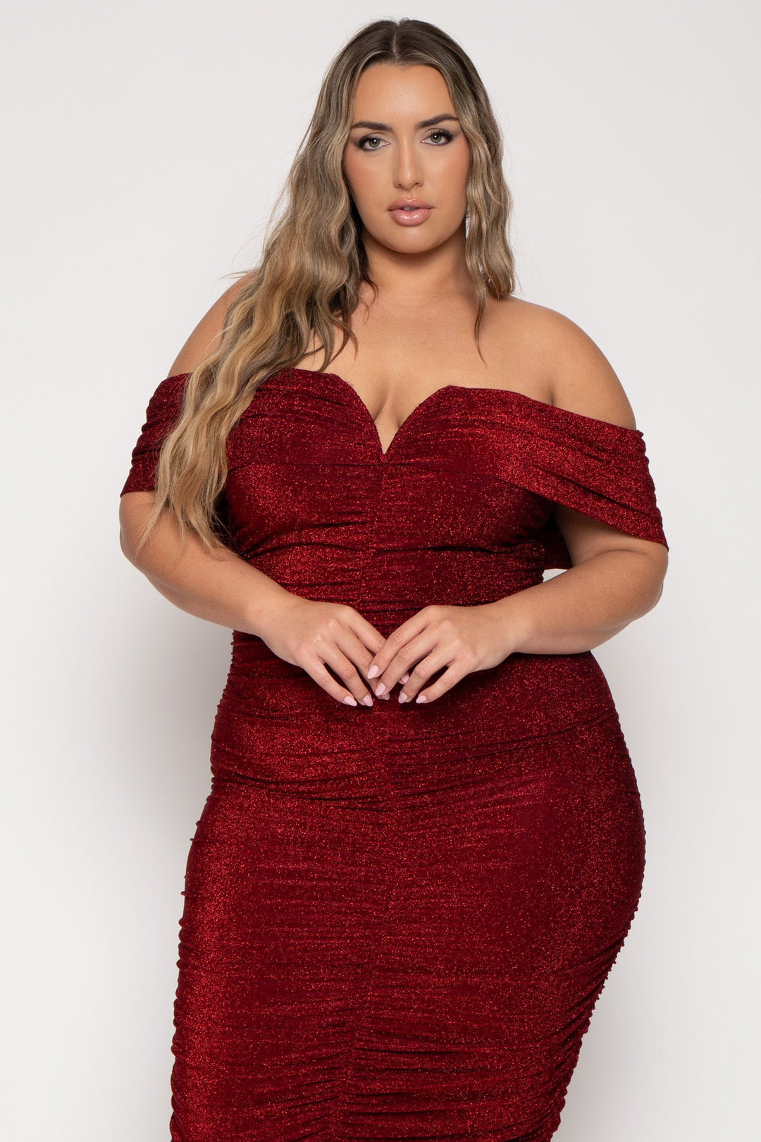 Curvy Sense Dresses Plus Size Audrina Maxi  Dress -Burgundy