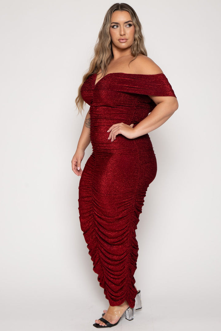 Curvy Sense Dresses Plus Size Audrina Maxi  Dress -Burgundy