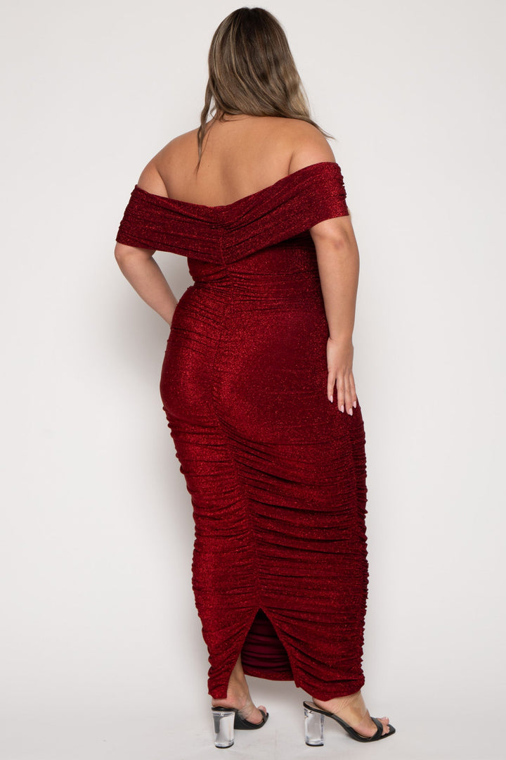 Curvy Sense Dresses Plus Size Audrina Maxi  Dress -Burgundy