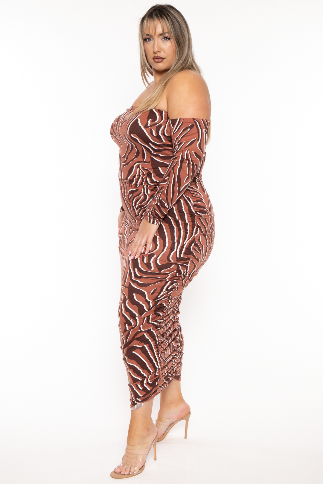 Curvy Sense Dresses Plus Size Aura Tube Maxi Dress - Brown