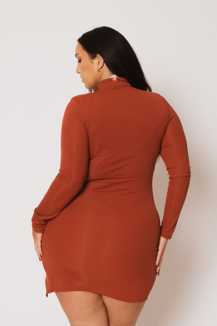 Gibiu Dresses Plus Size Autumn Glow Mini Dress - Rust