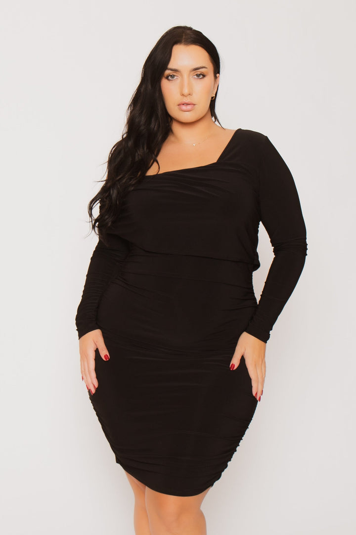 SYMPHONY Dresses Plus Size Ava Ruched Bodycon Dress - Black