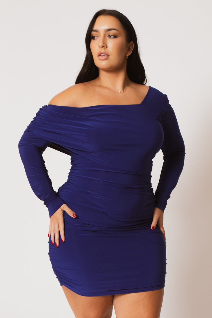 SYMPHONY Dresses Plus Size Ava Ruched Bodycon Dress - Blue