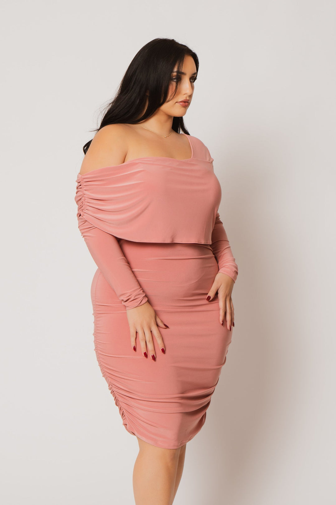 SYMPHONY Dresses Plus Size Ava Ruched Bodycon Dress - Pink