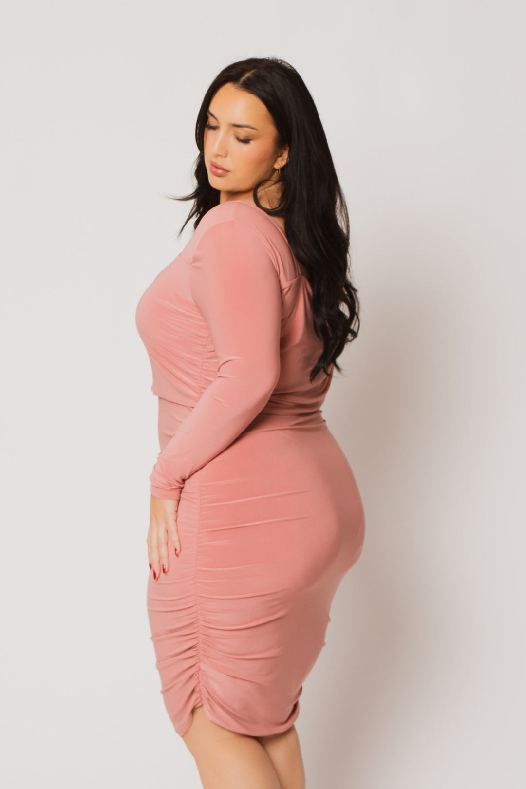 bodycon ruched dress Stacees Ruched Cutout Bodycon Hot Pink Homecoming Dress Short Mini with Spaghetti Straps