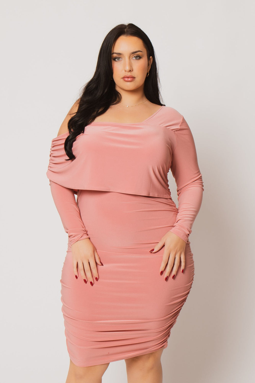 SYMPHONY Dresses Plus Size Ava Ruched Bodycon Dress - Pink