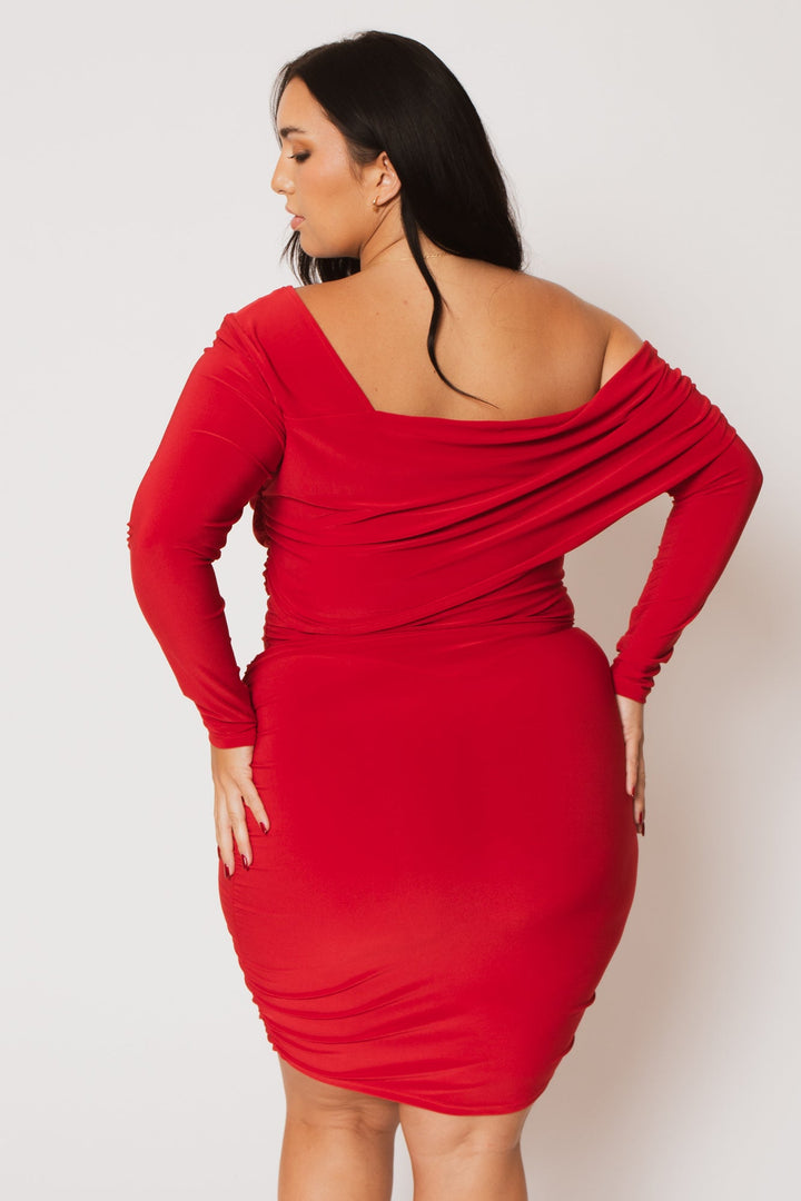 SYMPHONY Dresses Plus Size Ava Ruched Bodycon Dress - Red