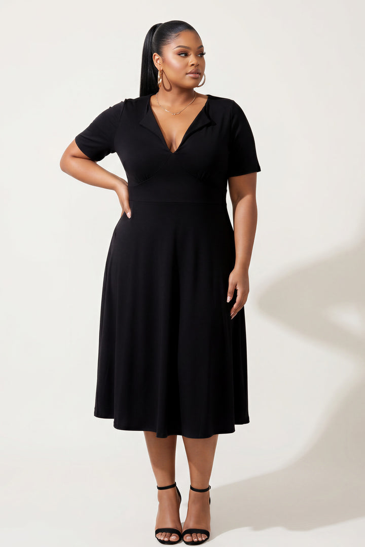 Curvy Sense Inc. Dresses Plus Size Aveline Charm Dress - Black