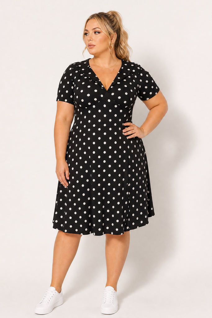 women's plus size a line dresses Aveline Dotted Charm Dress Teal Camouflage Formal Dresses Its also got two plp tag: l'agence exclusive Size:XS-3XL
