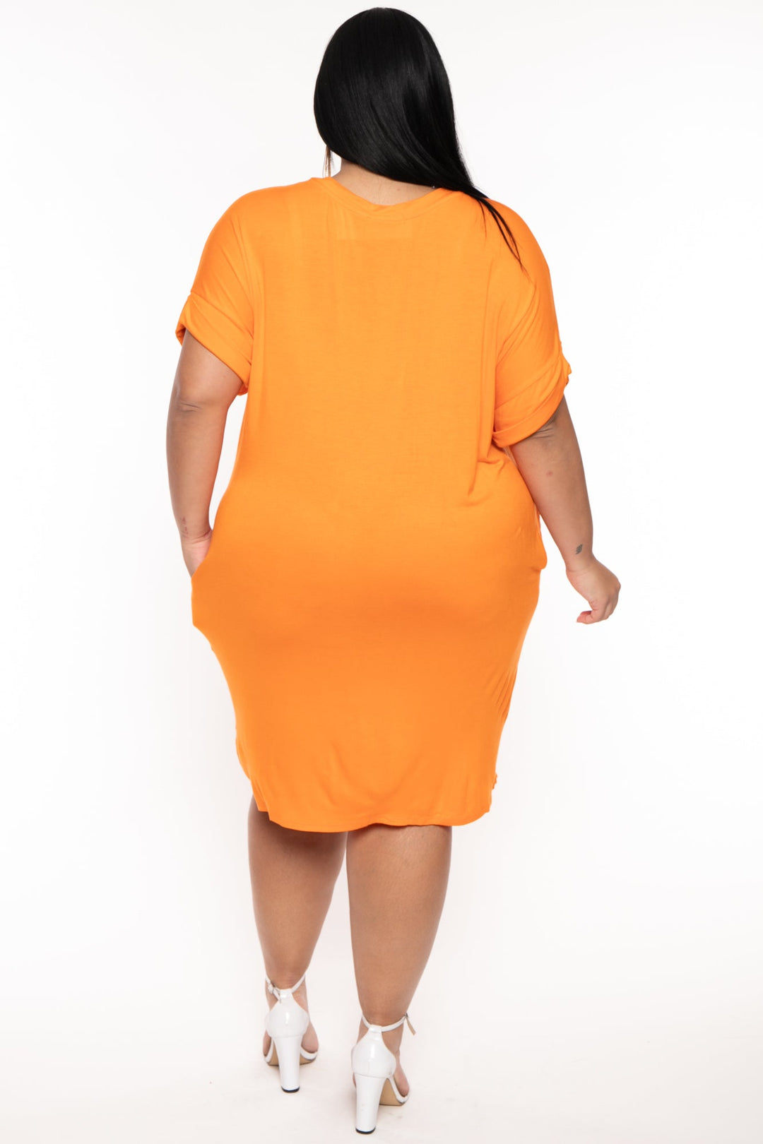 CULTURE CODE Dresses Plus Size Basic T-Shirt Dress - Orange