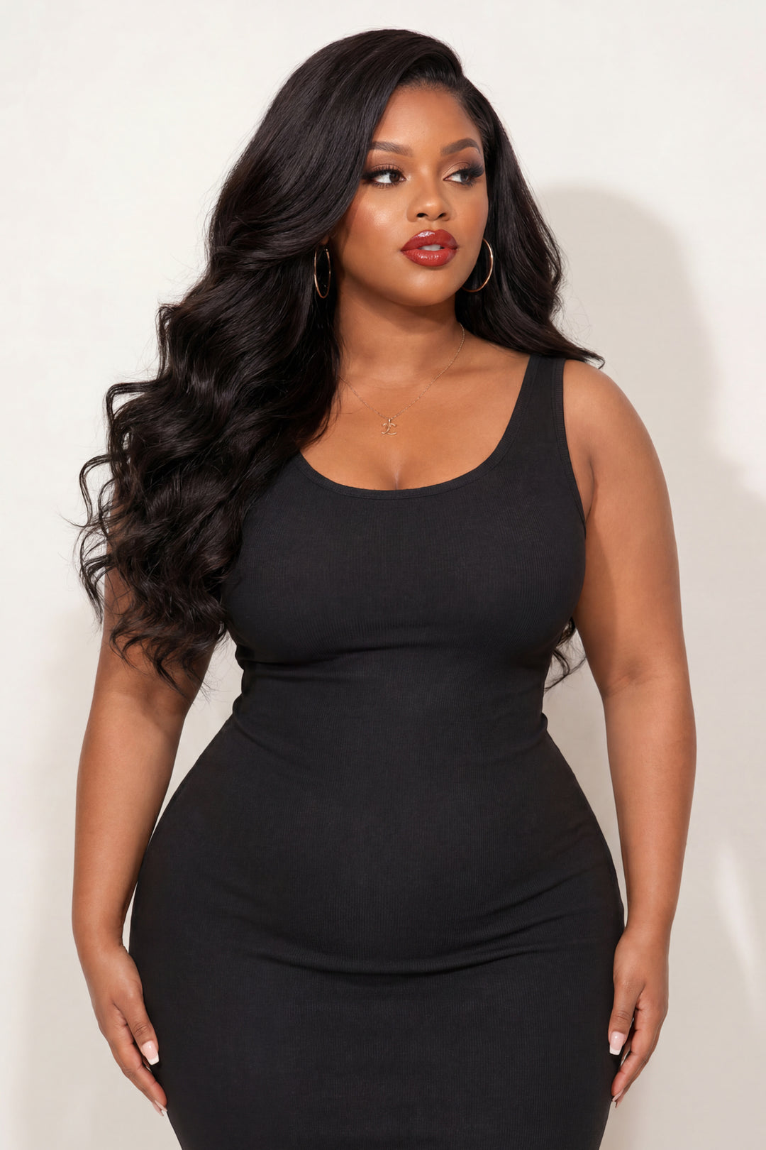 Ambiance Dresses Plus Size Basic Tank Rib Dress - Black