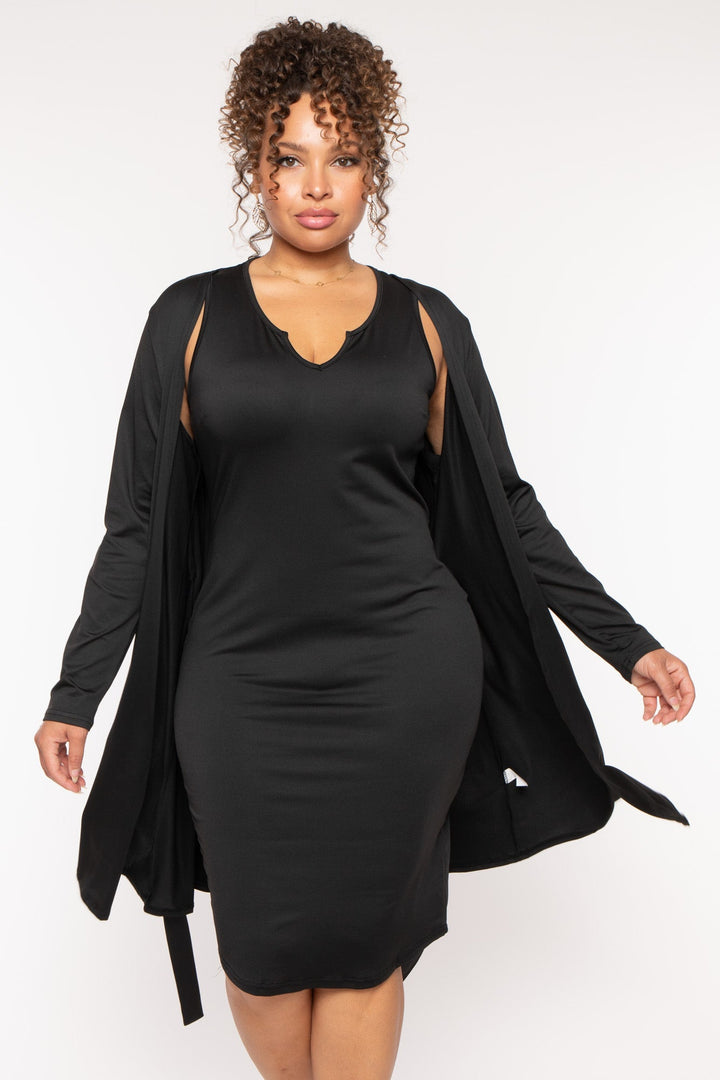 China Dresses Plus Size Becca Midi  2pc Set- Black