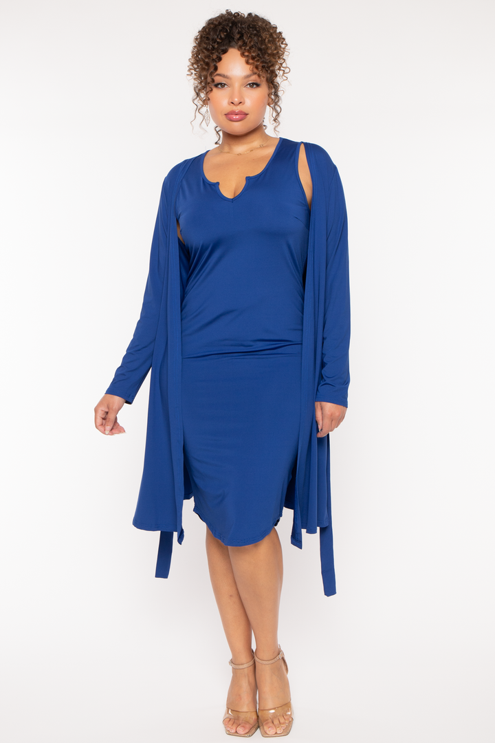 China Dresses Plus Size Becca Midi  2pc Set- Blue