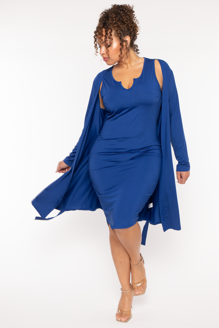 China Dresses Plus Size Becca Midi  2pc Set- Blue