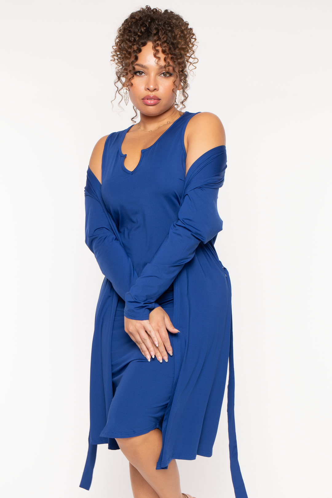 China Dresses Plus Size Becca Midi  2pc Set- Blue