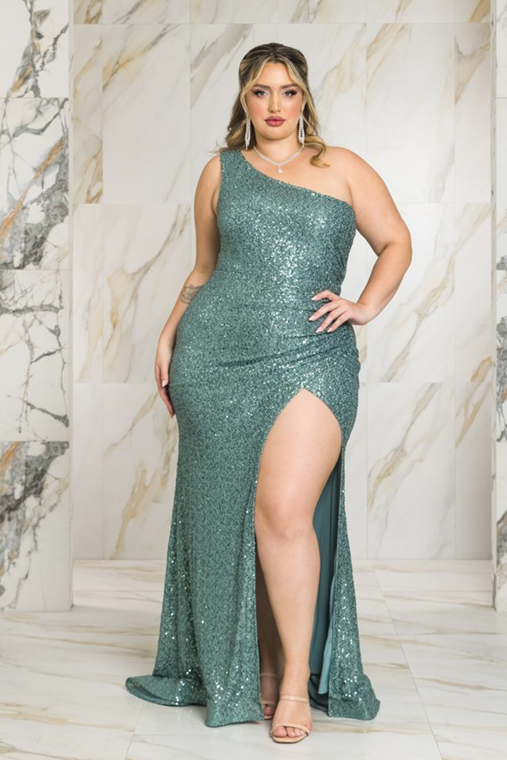 RICARICA Dresses Plus Size Beira  Sequence   Gown -Sage