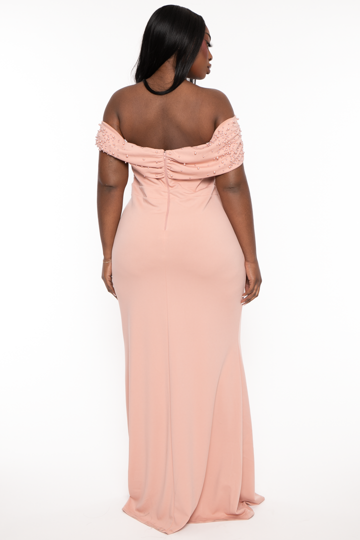Symphony Dresses Plus Size Belen  Pear Maxi Gown  Dress- Blush