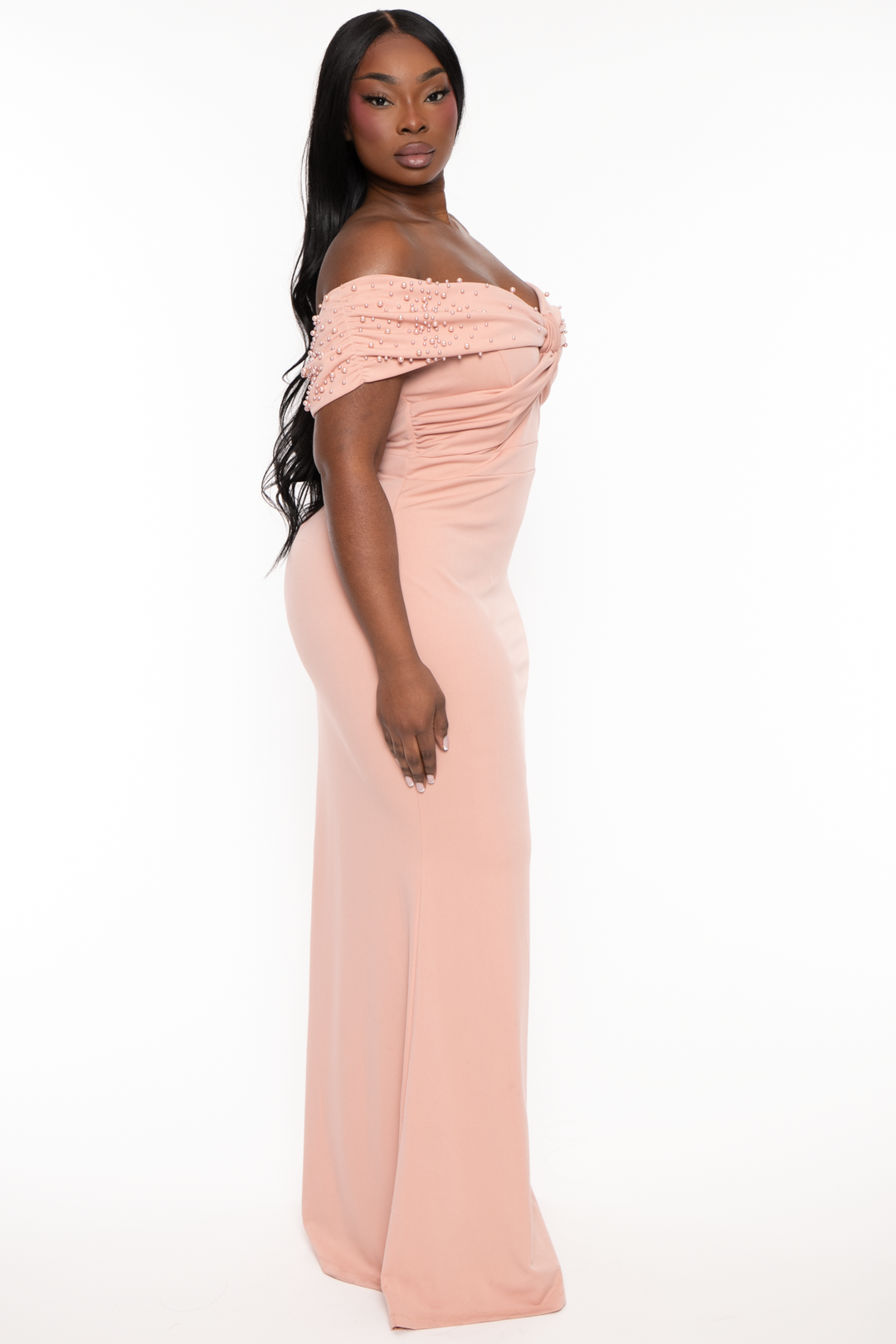 Plus size hotsell blush evening gowns