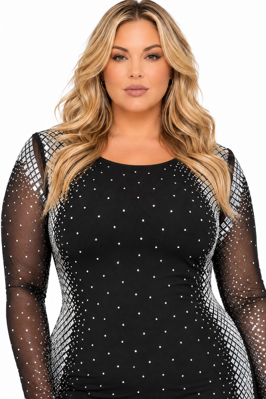 SYMPHONY Dresses Plus Size Bella Diamond Bodycon Dress- Black